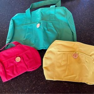 Set of three colored tote bags
